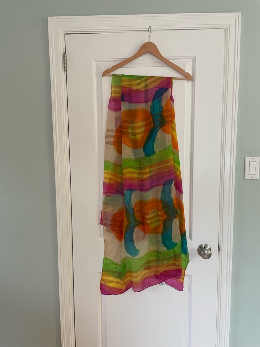 Multi coloured 100% silk scarf